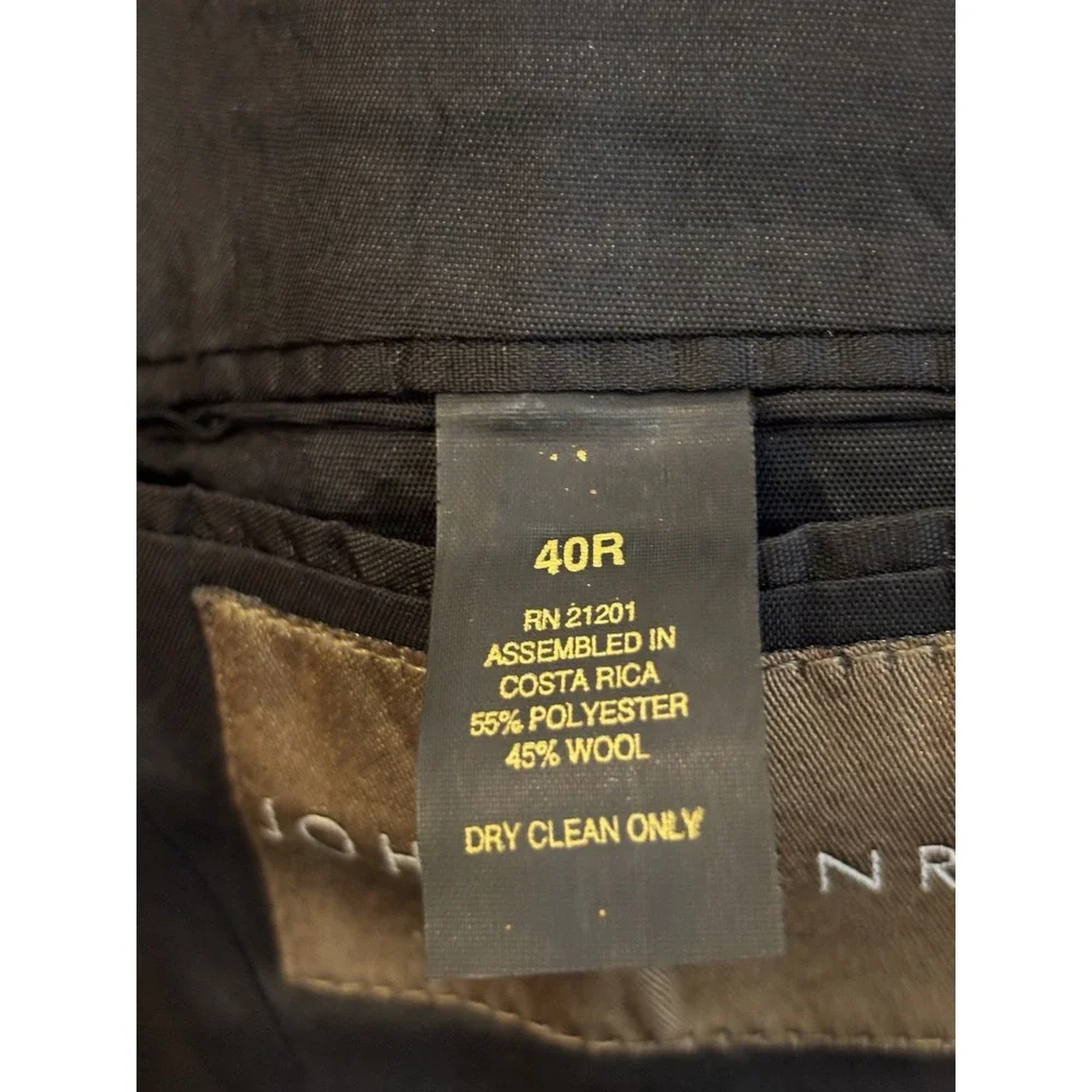 John Henry Jacket Blazer Men's  40R Sport Coat Black Micro Pattern Wool Blend